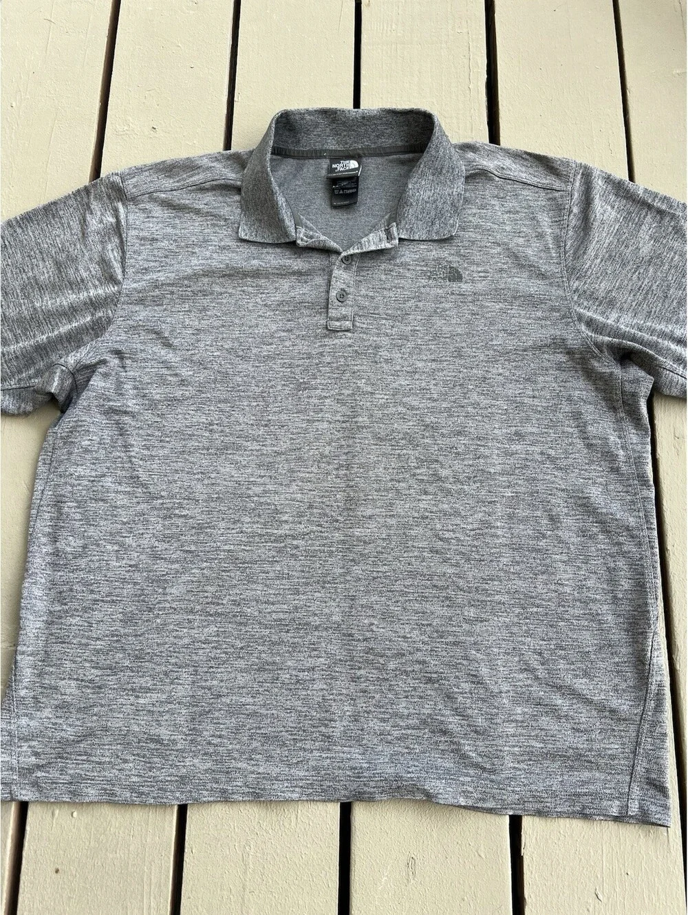 The North Face Mens XL Heather Gray Short Sleeve Athletic Polo Shirt
